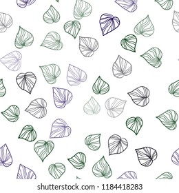 Dark Pink, Green vector seamless abstract design with leaves. Modern geometrical abstract illustration with leaves. Pattern for design of window blinds, curtains.
