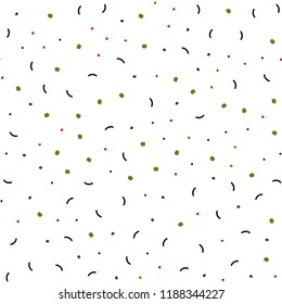 Dark Pink, Green vector seamless layout with circles, lines. Modern abstract colorful illustration with spheres and lines. Pattern for trendy fabric, wallpapers.