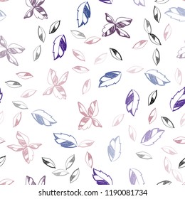 Dark Pink, Green vector seamless elegant background with leaves. Blurred decorative design in Indian style with leaves. Design for textile, fabric, wallpapers.