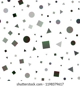 Dark Pink, Green vector seamless cover in polygonal style with circles. Illustration with colorful circles, triangles, rectangles. Design for textile, fabric, wallpapers.