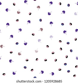 Dark Pink, Green vector seamless cover with set of coffee beans. Gradient abstract collection of coffee cups and beans. Doodle design for your business advert of cafes.
