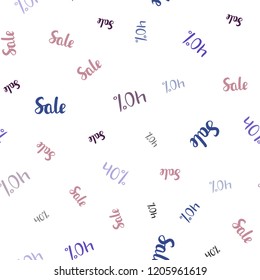 Dark Pink, Green vector seamless background with 40 % signs of sales. Colored words of sales with gradient on white background. Backdrop for ads, leaflets of Black Friday.