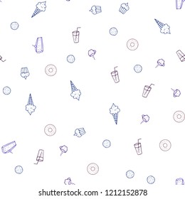 Dark Pink, Green vector seamless cover with cuisine gourmet. Blurred decorative design of snacks in doodle style. Pattern for ad, booklets, leaflets of restaurants.