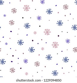 Dark Pink, Green vector seamless template with ice snowflakes. Colorful snowflakes with gradient on abstract background. Pattern for trendy fabric, wallpapers.
