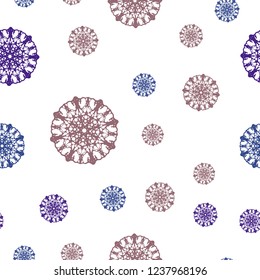 Dark Pink, Green vector seamless layout with bright snowflakes. Decorative shining illustration with snow on abstract template. Pattern for design of window blinds, curtains.
