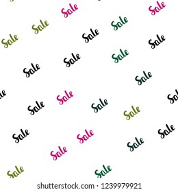 Dark Pink, Green vector seamless cover with symbols of sales. Illustration with signs of sales on abstract template. Backdrop for mega promotions, discounts.