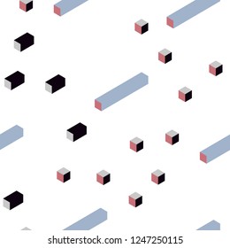 Dark Pink, Green vector seamless, isometric cover in polygonal style. Glitter abstract illustration with rectangular shapes. Texture for window blinds, curtains.