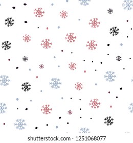 Dark Pink, Green vector seamless background with xmas snowflakes. Shining colorful illustration with snow in christmas style. Trendy design for wallpaper, fabric makers.