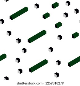 Dark Pink, Green vector seamless, isometric backdrop with rhombus. Beautiful illustration with rectangles and squares. Pattern for design of fabric, wallpapers.