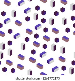 Dark Pink, Green vector seamless, isometric layout with lines, rectangles. Glitter abstract illustration with rectangular shapes. Pattern for trendy fabric, wallpapers.