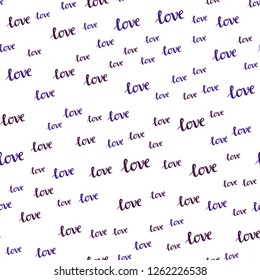 Dark Pink, Green vector seamless backdrop with phrase LOVE. Colorful illustration with quote LOVE in celebration style. Pattern for trendy fabric, wallpapers.
