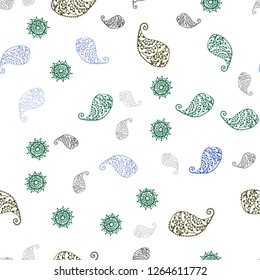 Dark Pink, Green vector seamless doodle backdrop with leaves and flowers. Shining colored illustration with leaves and flowers. Texture for window blinds, curtains.