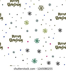 Dark Pink, Green vector seamless template with ice snowflakes. Glitter abstract illustration with crystals of ice. Template for business cards, websites.