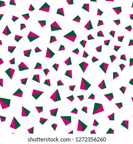 Dark Pink, Green vector seamless, isometric layout with lines, triangles. Illustration with set of colorful triangles. Design for wallpaper, fabric makers.