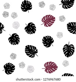 Dark Pink, Green vector seamless abstract design with flowers, leaves. Modern abstract illustration with leaves and flowers. Pattern for design of fabric, wallpapers.