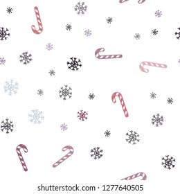 Dark Pink, Green vector seamless background with sweet xmas lollipops.