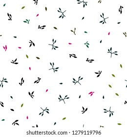 Dark Pink, Green vector seamless elegant wallpaper with leaves. An elegant bright illustration with leaves in Natural style. Pattern for trendy fabric, wallpapers.
