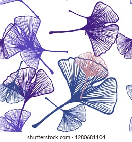 Dark Pink, Green vector seamless doodle pattern with leaves. leaves on blurred abstract background with gradient. Design for wallpaper, fabric makers.
