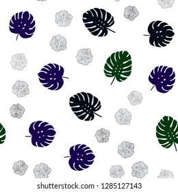 Dark Pink, Green vector seamless abstract design with flowers, leaves. Illustration with doodles on abstract template. Template for business cards, websites.