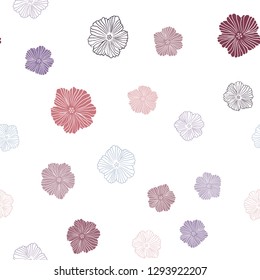 Dark Pink, Green vector seamless abstract pattern with flowers. Glitter abstract illustration with flowers. Texture for window blinds, curtains.
