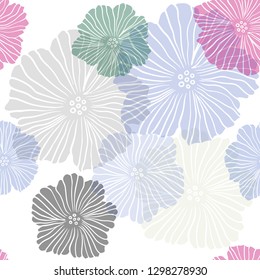 Dark Pink, Green vector seamless abstract pattern with flowers. An elegant bright illustration with flowers. Design for textile, fabric, wallpapers.