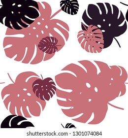 Dark Pink, Green vector seamless doodle texture with leaves. leaves on blurred abstract background with gradient. Template for business cards, websites.