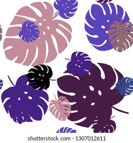 Dark Pink, Green vector seamless doodle pattern with leaves. Glitter abstract illustration with doodles and leaves. Design for wallpaper, fabric makers.