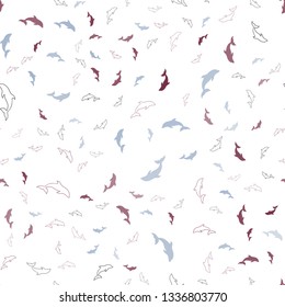 Dark Pink, Green vector seamless texture with dolphins. Natural illustration with sea dolphins. Pattern for wildlife ad, booklets.