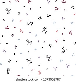 Dark Pink, Green vector seamless doodle backdrop with leaves. Sketchy doodles with leaves on blurred background. Trendy design for wallpaper, fabric makers.