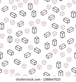 Dark Pink, Green vector seamless, isometric pattern in square style. Illustration with set of colorful rectangles. Template for business cards, websites.