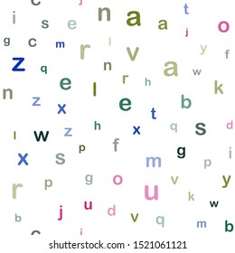 Dark Pink, Green vector seamless background with signs of alphabet. Abstract illustration with colored latin alphabet. Pattern for trendy fabric, wallpapers.