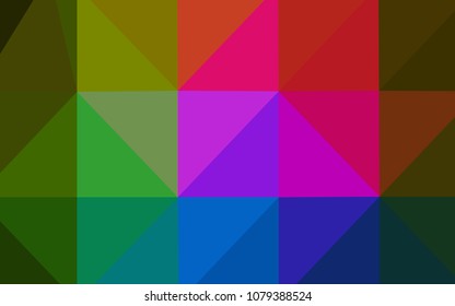 Dark Pink, Green vector shining triangular backdrop. Colorful illustration in polygonal style with gradient. Textured pattern can be used for background.