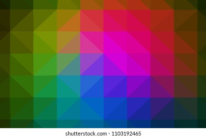 Dark Pink, Green vector shining triangular backdrop. Geometric illustration in Origami style with gradient.  Best triangular design for your business.