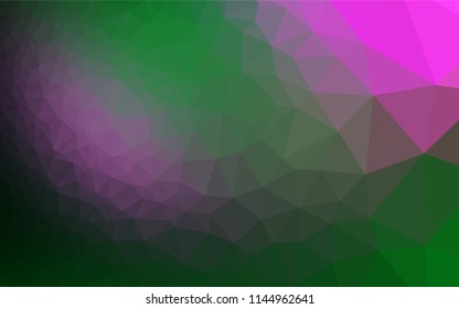 Dark Pink, Green vector shining hexagonal background. Shining illustration, which consist of triangles. The completely new template can be used for your brand book.