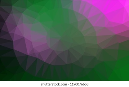 Dark Pink, Green vector shining hexagonal template. Shining illustration, which consist of triangles. The elegant pattern can be used as part of a brand book.