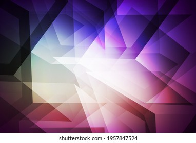 Dark Pink, Green vector shining triangular background. Elegant bright polygonal illustration with gradient. Best triangular design for your business.