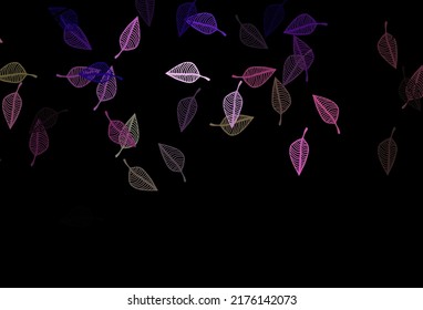 Dunkelrosa, grünes Vektorgrafik-Muster. Eine elegante, helle Illustration mit Blättern im Naturstil. Komplett neues Design für Ihr Unternehmen.