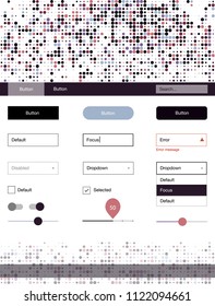 Dark Pink, Green vector style guide with circles. Simple Material Design Kit with colorful dots in header. This template you can use for websites.
