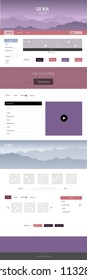 Dark Pink, Green vector style guide with mountains. Decorative ui kit design in abstract style with colorful rocks. Modern template for your landing page.