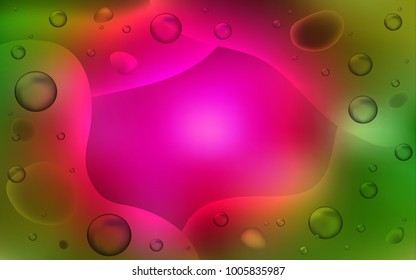 Dark Pink, Green vector template with bent ribbons. Blurred geometric sample with gradient bubbles.  A completely new template for your business design.