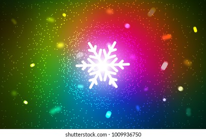 Dark Pink, Green vector template with ice snowflakes. Glitter abstract illustration with crystals of ice. New year design for your ad, poster, banner.