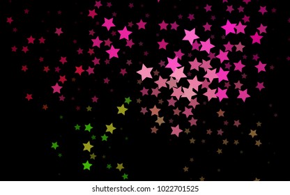 Dark Pink, Green vector template with sky stars. Decorative shining illustration with stars on abstract template. The pattern can be used for wrapping gifts.