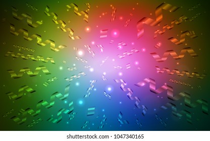 Dark Pink, Green vector template with carnival confetti. Decorative shining illustration with ribbons on abstract template. New design for ad, poster, banner of your Party.