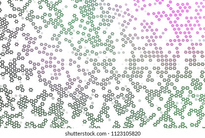 Dark Pink, Green vector template with sky stars. Stars on blurred abstract background with gradient. The template can be used as a background.