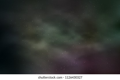 Dark Pink, Green vector template with space stars. Shining illustration with sky stars on abstract template. Best design for your ad, poster, banner.