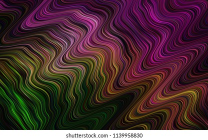 Dark Pink, Green vector template with bent lines. A completely new color illustration in marble style. Pattern for your business design.