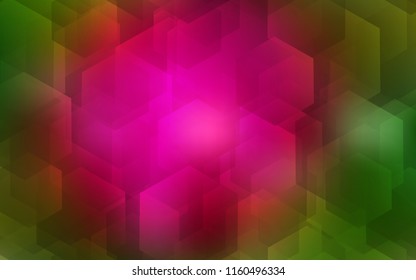 Dark Pink, Green vector template in hexagonal style. Design in abstract style with hexagons. Pattern can for your ad, booklets.