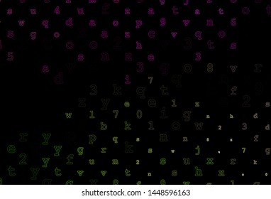 Dark Pink, Green vector template with isolated letters. Modern geometrical illustration with ABC english symbols. Best design for your ad, poster, banner of college.