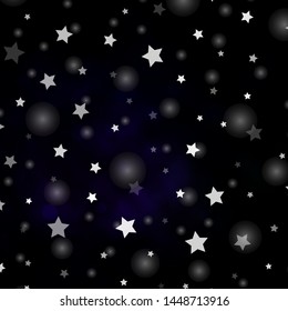 Dark Pink, Green vector template with circles, stars. Glitter abstract illustration with colorful drops, stars. Design for wallpaper, fabric makers.