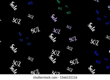 Dark Pink, Green vector template with 30, 50, 90% selling. Colorful set of  percentage signs in simple style. Template for season sales, shopping ads.